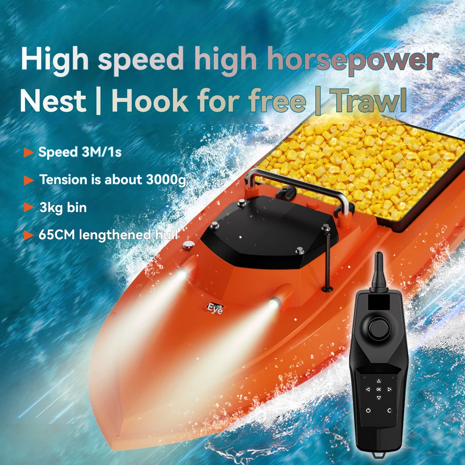 Barco De Cebo Con GPS Para Pesca – Alcance 500 M, Depósito 2 Kg, Batería 5200-12000 MAh, Ideal Para Pesca Nocturna Con Luz LED