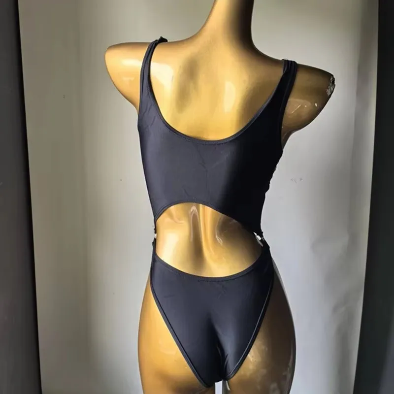 Body con diamantes de imitación para mujer, Bikini de una pieza, traje de baño Sexy para Club, DJ, equipo de baile, actuación en la playa, fiesta, club nocturno