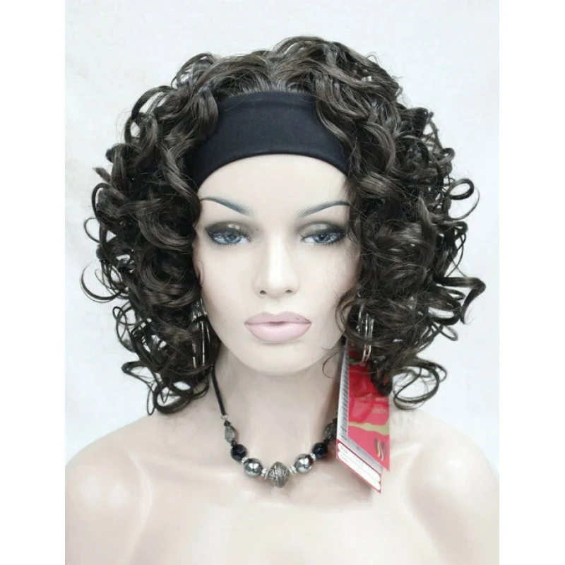 Women Spiral Curls Fluffy 3/4 Half Full Wig Headband Natural Hair Cosplay Wigs