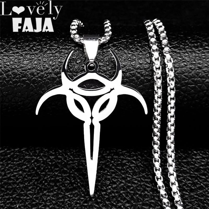 2024 New Psyclon Nine Stainless Steel Statement Necklace Silver Color Long Necklace Jewelry cadenas de acero inoxidab N1368S03