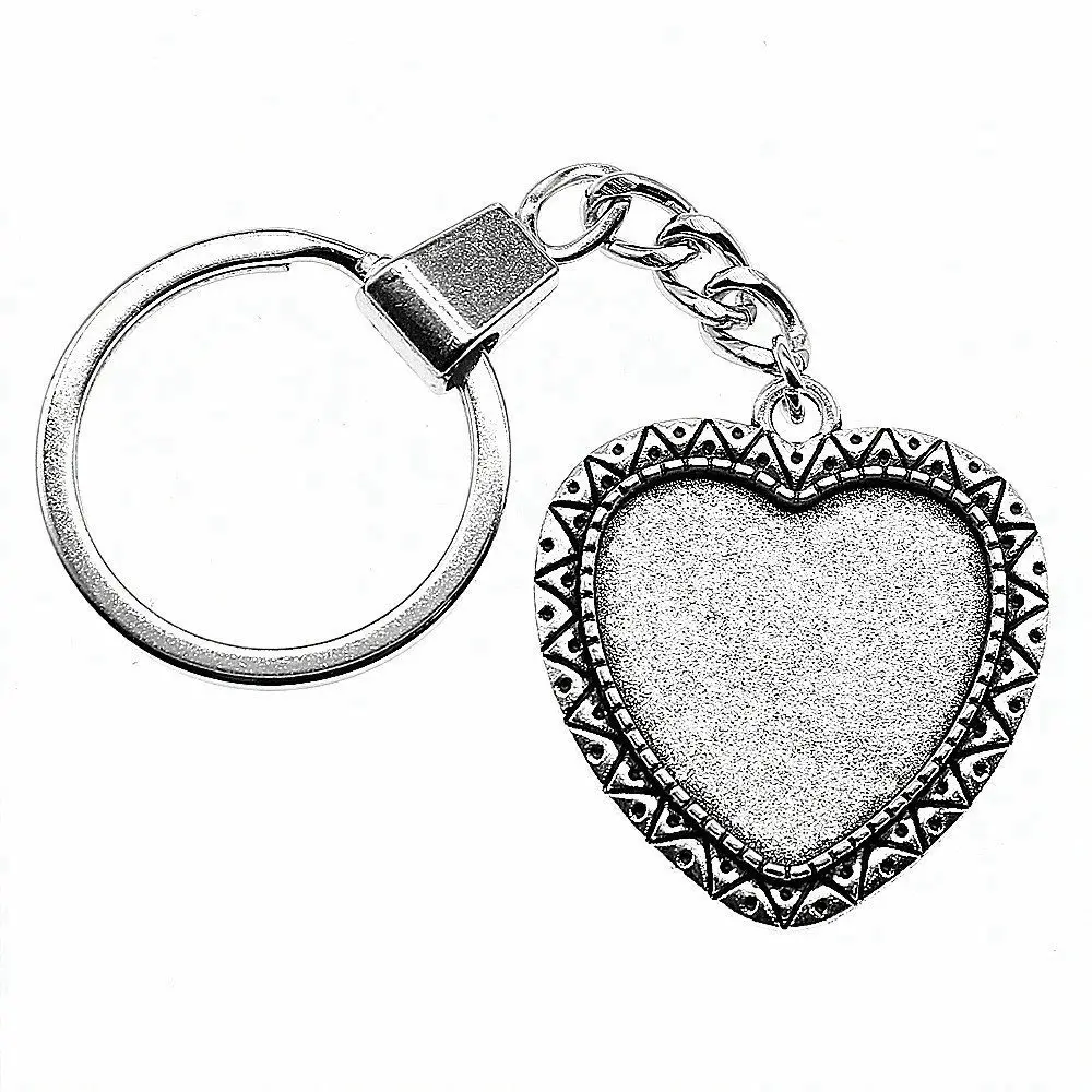 Heart Simple Style Cameo Cabochon Pendant Base Setting Cute Keychain Nail Charms Accessories For Jewelry Popular Ring Size 30mm