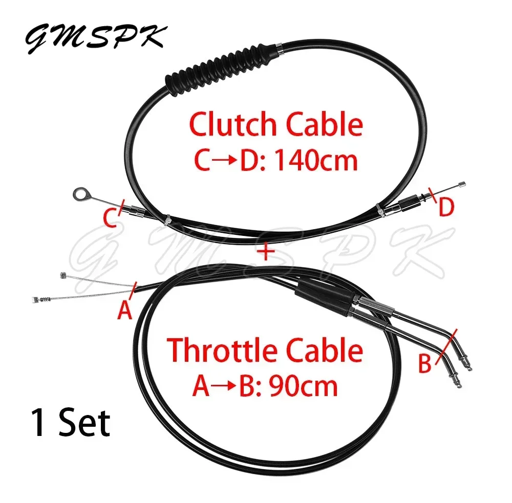 Motorcycle Accessories Set 90cm Throttle Wires + 140cm Clutch Cable Fit for Harley Sportster Iron 883 1200 XL883 XL1200