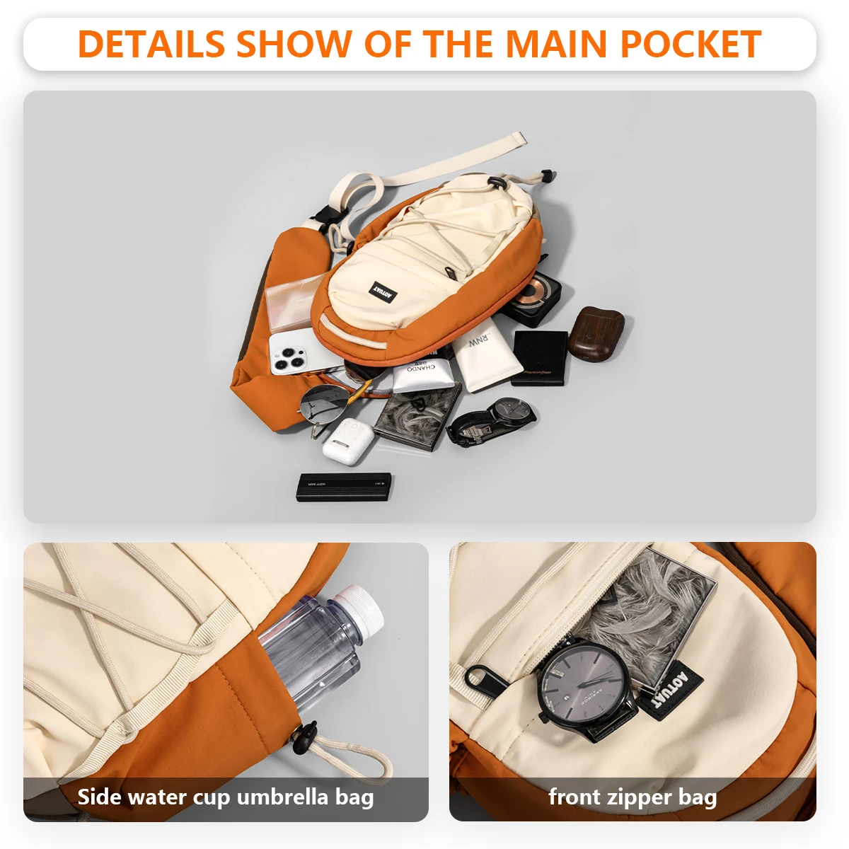 Lässige, tragbare Umhängetasche, Crossbody-Tasche, neues Modell 2026, Brusttasche, ultraleichte, tragbare kleine Tragetasche für Damen und Herren, trendige Sporttasche zum Wandern, Bergsteigen und Einkaufen. – Detail 5