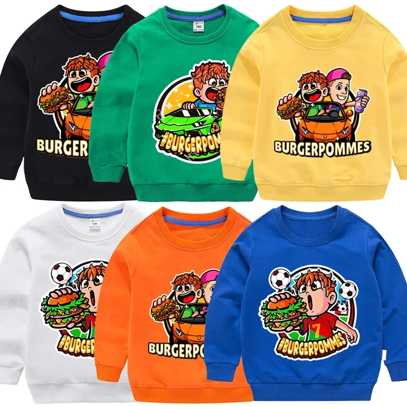 Burgerpommes Icrimax Kinder T-shirt Jungen Nette Anime Gedruckt Sweatshirt Mädchen Frühling Herbst Lässige Mode Langarm Kleidung