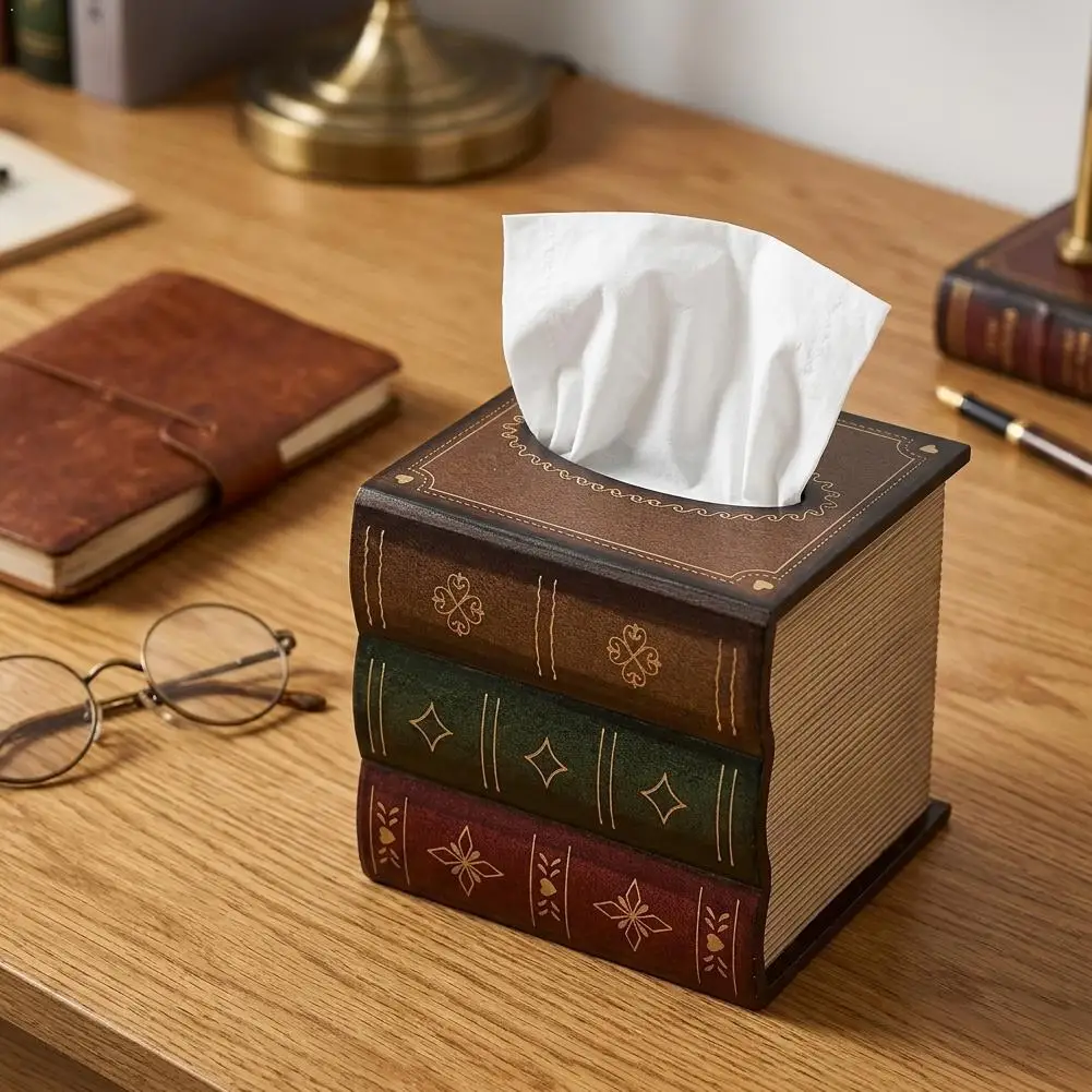 

Book Tissue Box Elegant Antique Book Novelty Tissue Box Holder Paper Cover Case Home Decor For Bathroom Living Room Office Car