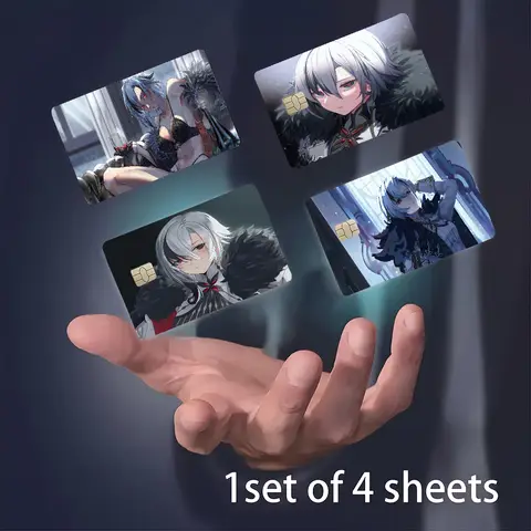 Arlecchino Genshin ImpactAnime Cartoon Bear Skin Sticker Film Tape Case For Big Credit Debit Card Front Side