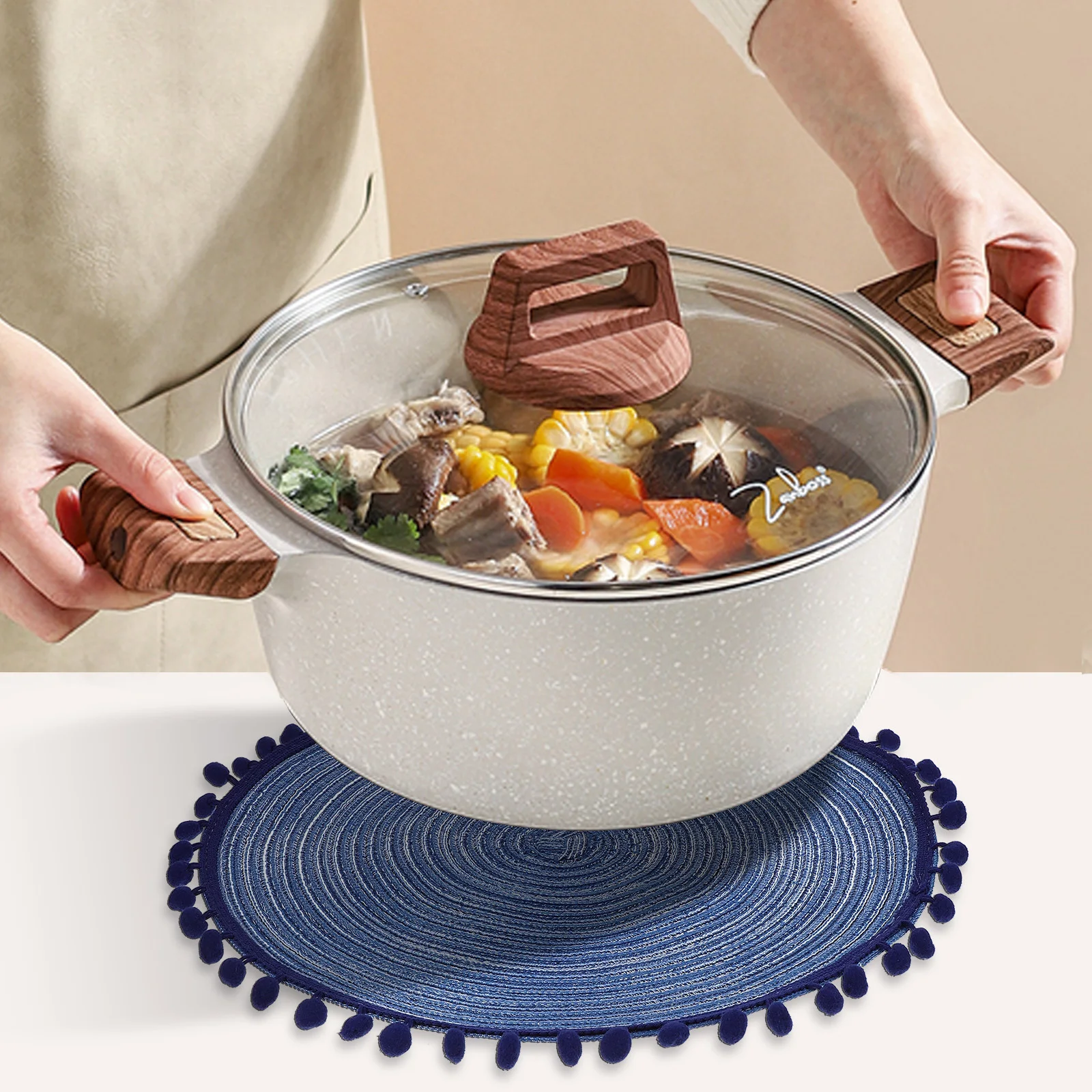 6 pcs Placemats Heat Resistant Table Coasters Non-Slip Cup Mat Set Dining Mats Kitchen Tableware Pads Decorative Coaster For