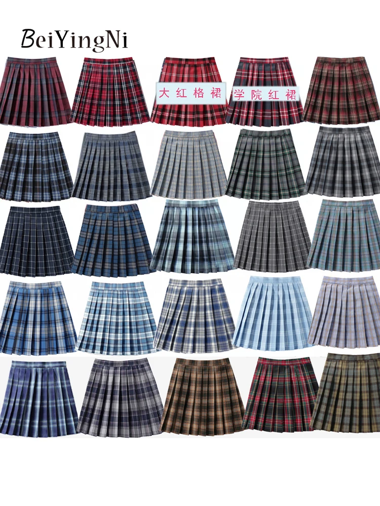 Beiyingni JK Plaid Preppy Style Pleated Skirts Women 2025 New Fashion Uniform High Waist A-line Mini Skirt for Girls Performance