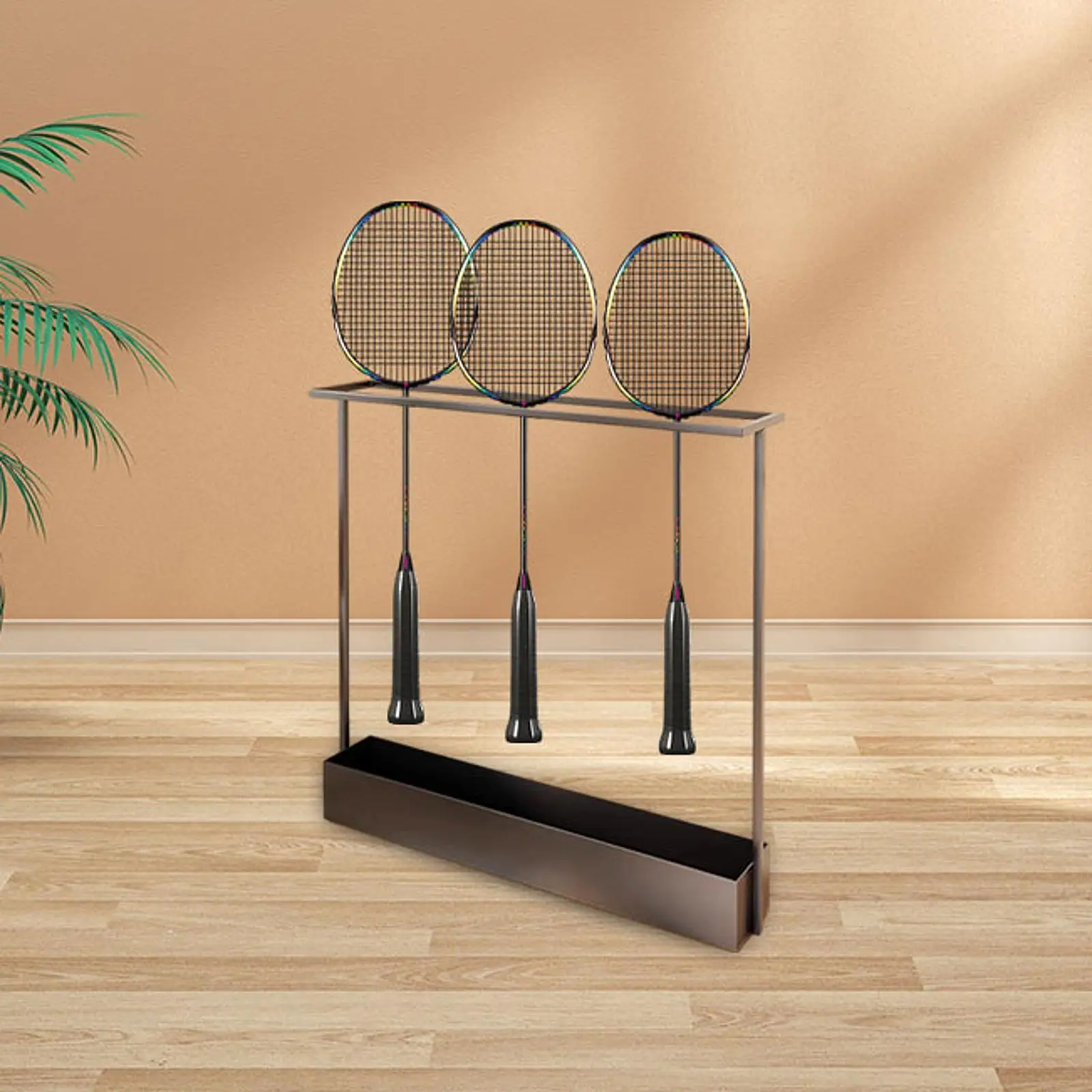 

Badminton Racquet Storage Rack Sport Equipment Organizer for Entryway School Black