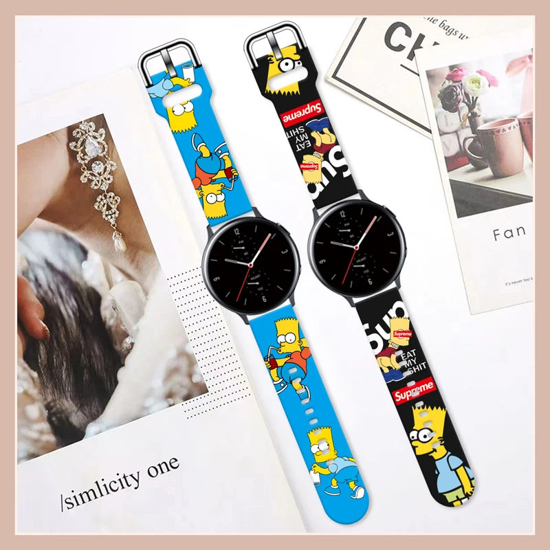 Disney Simpson 20mm Printed Strap for Samsung Galaxy Watch 6/5 40mm 44mm Band Replaceable Bracelet for Amazfit Balance 5Pro 45mm