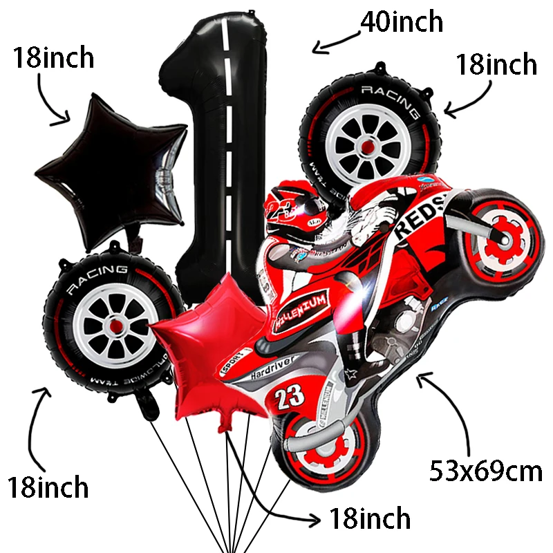 Race Car Balloon Set Motorcycle Foil Balloons for Kids Boys Birthday Party Supplies Motorcross Dirt Bike Racing Party Decoration