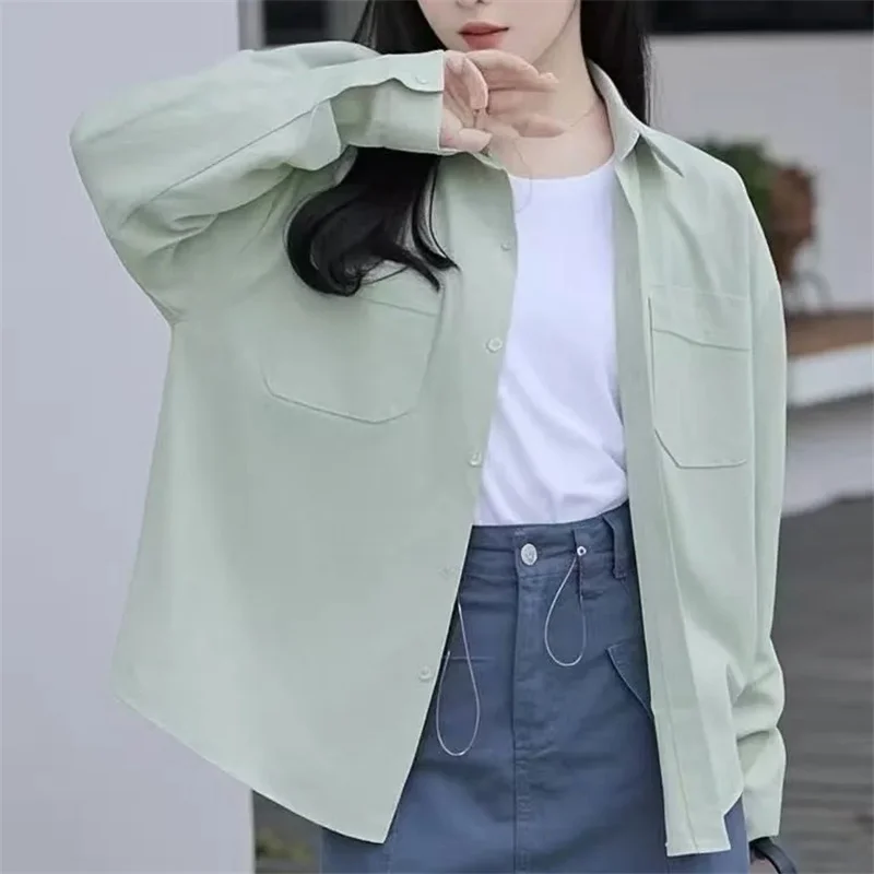

Casual Thin Coat Women's Shirt Regular 2025 Spring Autumn New Jacket Loose Fashion Western-Style Outwear Long Sleeve Female Tops