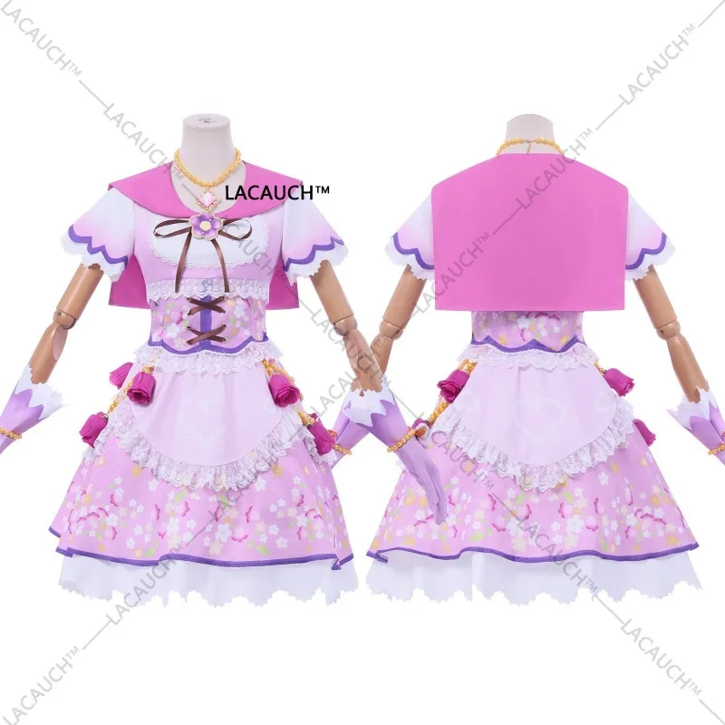 アニメアイカツ星宮いちごコスプレ衣装プリンセスパープルライラックドレスウィッグセットハロウィンパーティープレイ制服女性のためのスカート