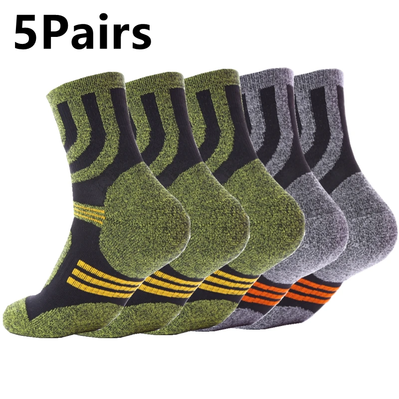 

5 Pairs Socks Men Anti Blister Autumn Winter Terry Socks Outdoor Sports Running Cycling Marathon Camping Trekking Rugby Socks