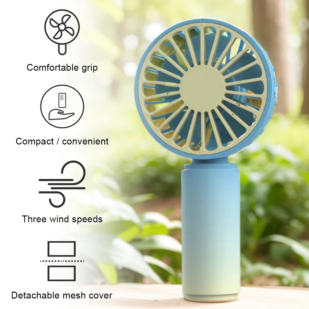 Cute Mini Fan USB Rechargeable 3 Speeds Pocket Size Low Noise Electric Fan 500mAh Handheld Air Cooler for Travel Camping