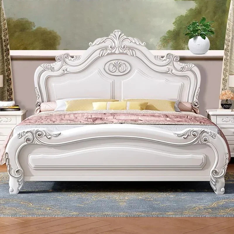 

Kids European Double Bed Modern Whitr Queen King Size Twin Double Bed Headboard Luxury Letto Matrimoniale Bedroom Furniture