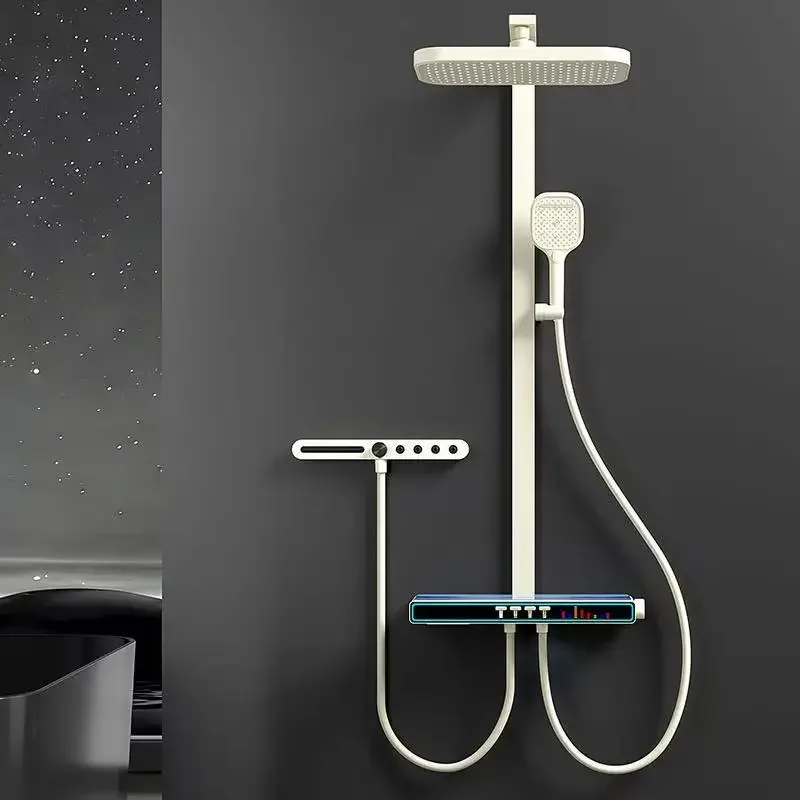 

2025 New Luxury Shower Head Set With Bluetooth Function and Display 4Key Pressurized Copper Core Waterproof Shower Bath