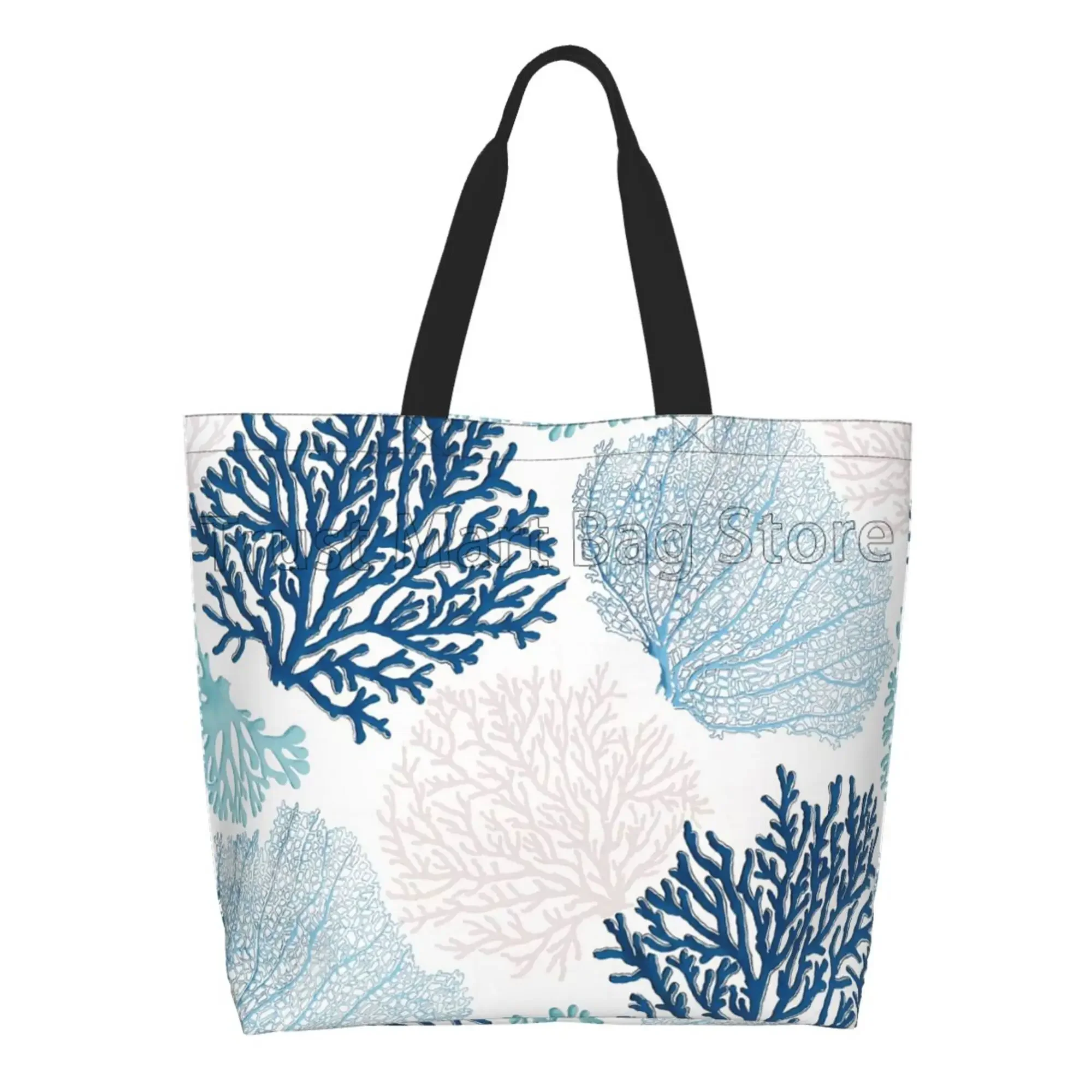 Ocean Coral Large Tote Bag for Women Reusable Grocery Bag Waterproof Shopping Handbag with Inner Pocket for Travel Beach Gym