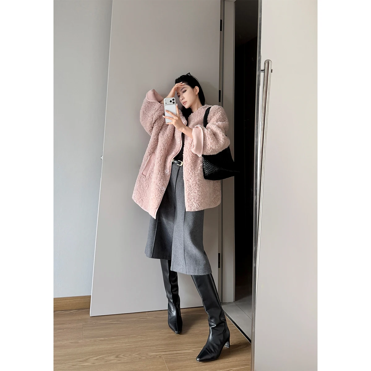 

PAPERLLL Winter Woolen Suit Pants High Waist Wide Leg Pants Fem Model Casual Sle Polyester Blend Wool Blend Commute Suit...