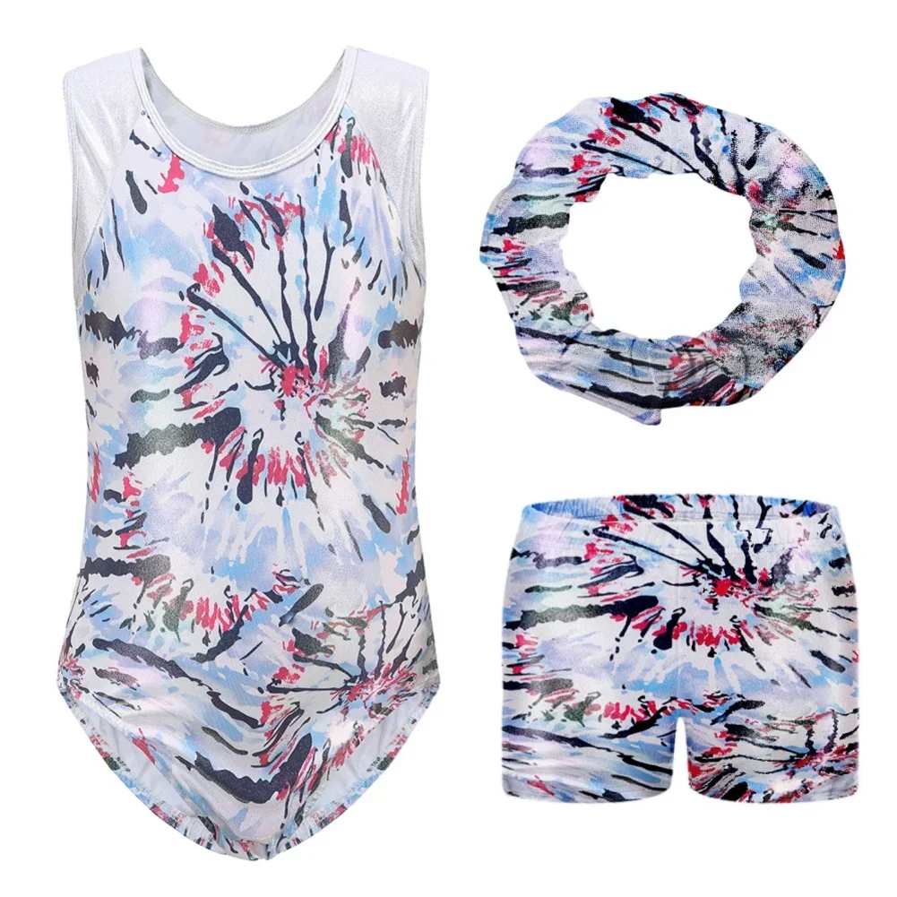 

3PCS Set Dancewear Shorts Head Flower Childern Girls Printed Ballet Gymnastics Ballet Gymnastics Dance Leotard Dancewear