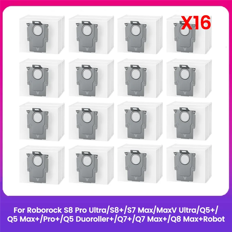 

AS94-16PCS Dust Bags For Roborock S8 Pro Ultra/S8+/S7 Max/Maxv Ultra/Q5+/Q5 Max+/Q5 Duoroller+/Q7 Max+/Q8 Max+ Vacuum Parts