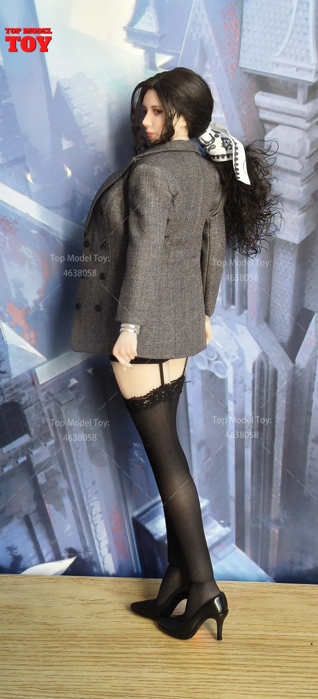 1/6 Scale Workplace Beauty Set Suit Straps Skirt Stockings High Heels Clothes Model For 12