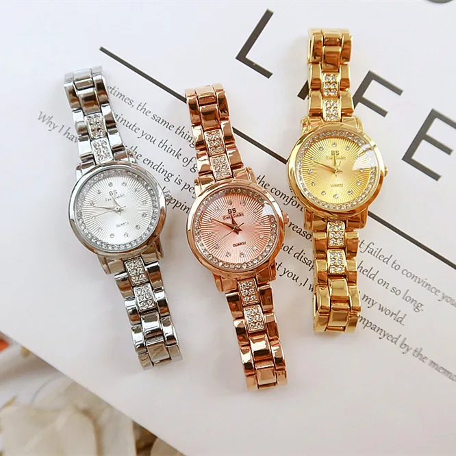 ساعة كوارتز نسائية بتصميم ماسي فاخر بسلسلة صغيرة 2000s ساعة يد جمالية إكسسوارات نسائية على مدار الساعة هدايا نسائية #1