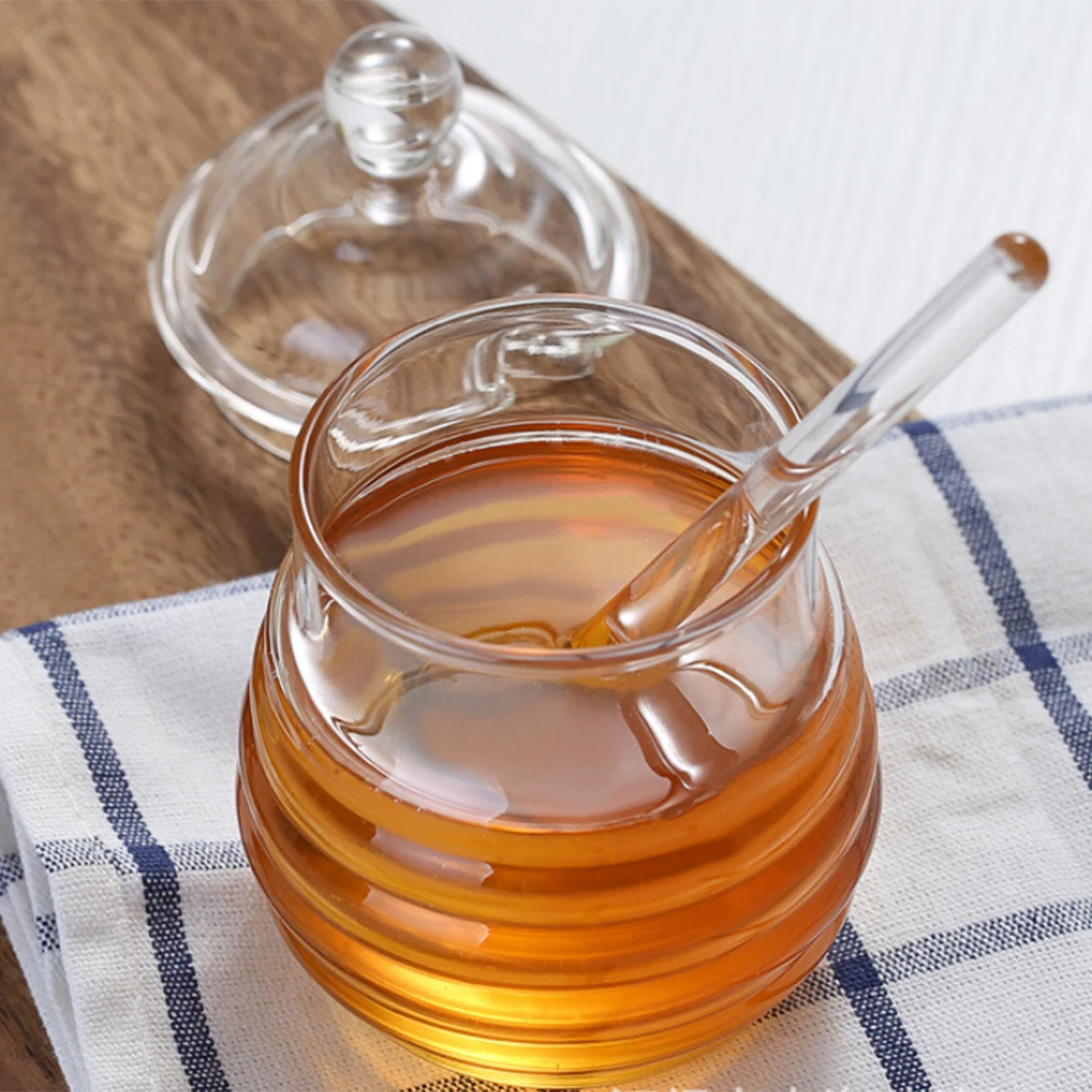 

clear honey pot bee honey pot clear jars honey jars jar and dipper set honey pot with dipper