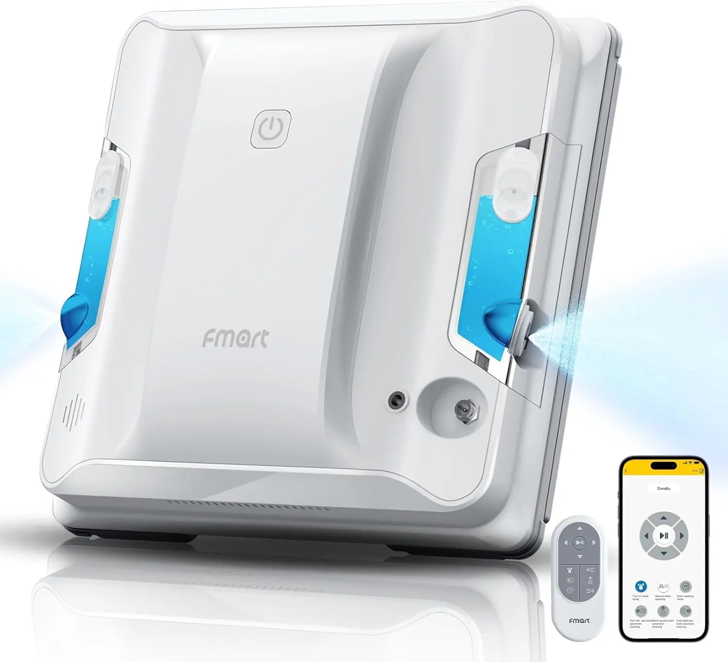 Robot per la pulizia delle finestre W7, spruzzatore ad ultrasuoni bifacciale, forte aspirazione 4000 Pa, robot pulitore per finestre a arrampicata fissa, AI