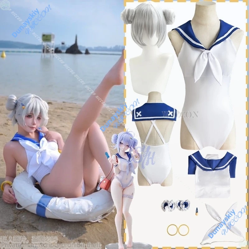 

Azur Lane Game Косплей Нефритовый костюм Летняя одежда для плавания Сексуальный костюм моряка Kawaii Комбинезон JK Белье с открытой спиной Хэллоуин