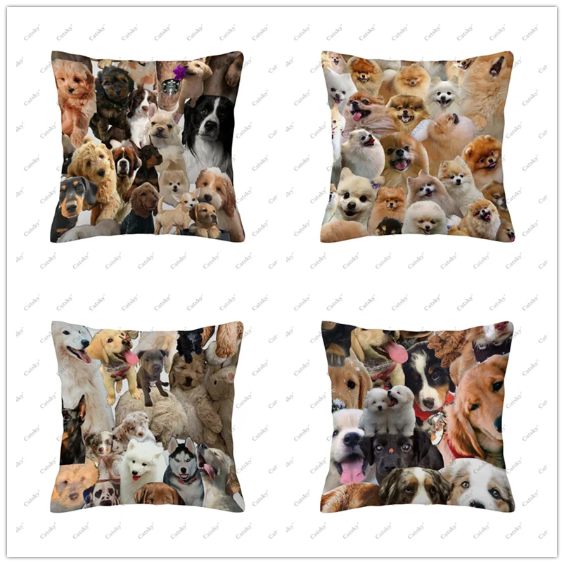 

funny animal dog Pillow cover decoration sofa home 45x45 cm gift holiday double-sided short plush cushion covers back pillows