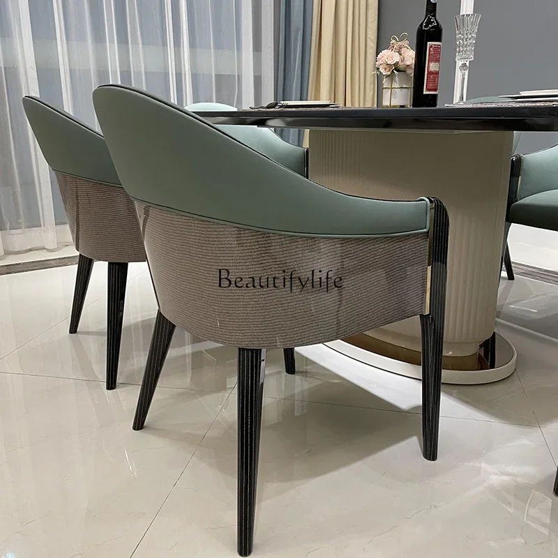 FG10Italian light luxury rectangular dining table and chair combination beech leather chair