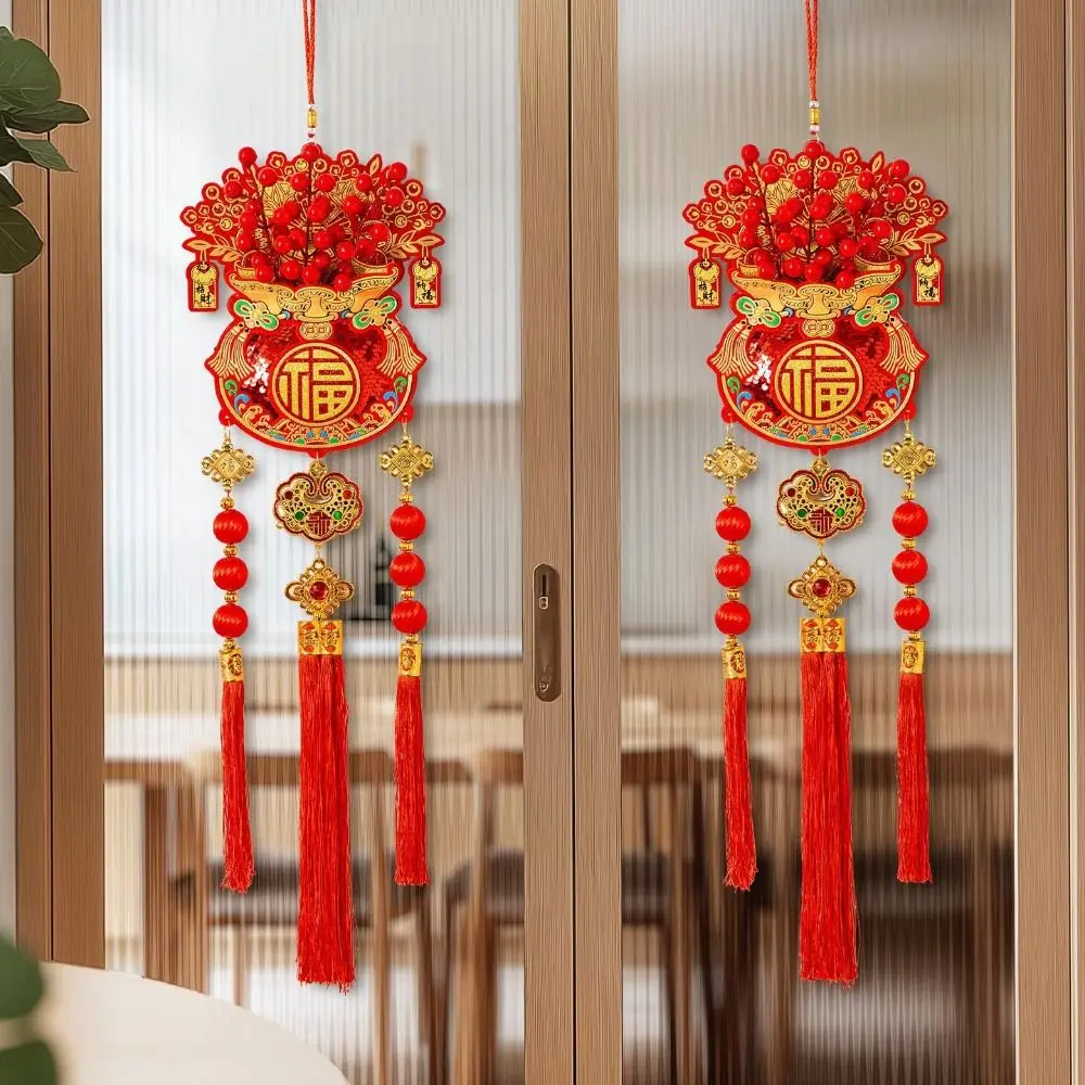 

Lucky Bag Shape Chinese New Year Decoration Traditional Design Three-dimensional Spring Festival Pendants Widely Use with Tassel