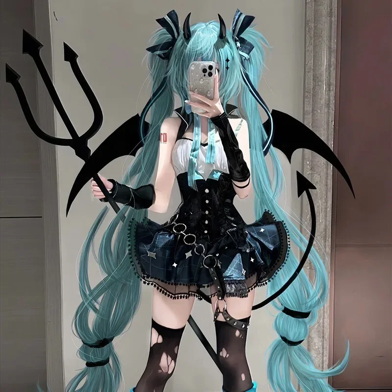 Kawaii Hatsune Miku cos costume little devil raccoon cosplay dress girl cute anime skirt suit Halloween dress up Christmas gift