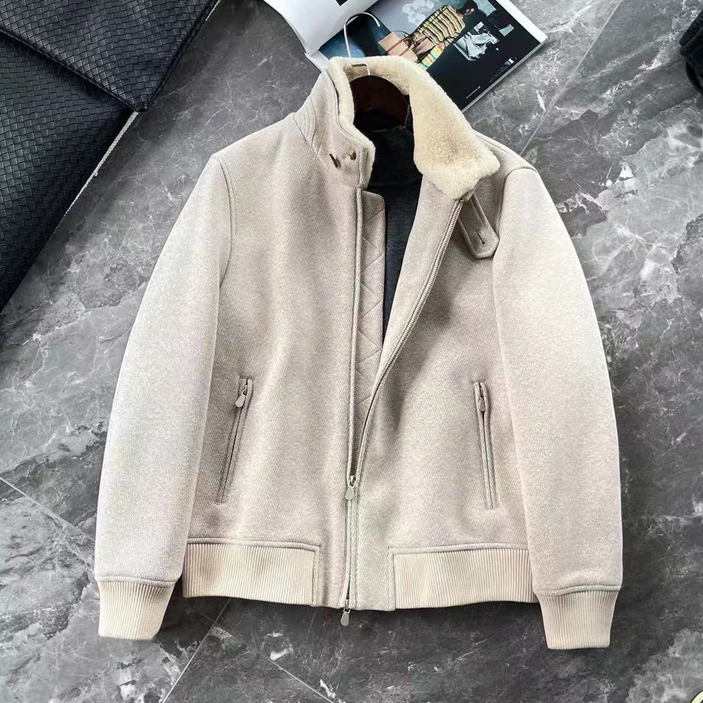 

Итальянская куртка с воротником-стойкой из смесовой хлопковой шерсти LP 25aw