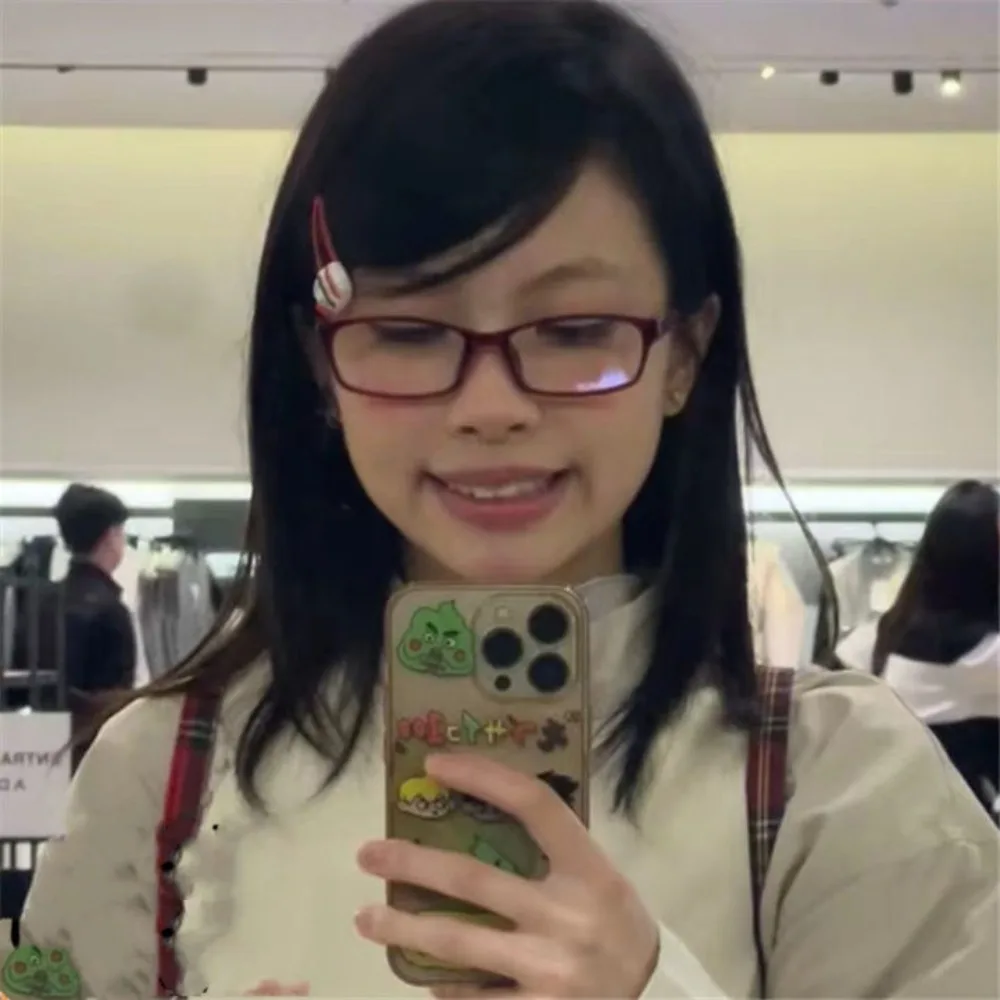 Y2K Fashion Eyewear for Women Girls Retro Square Narrow Frame Glasses Anti Blue Light Vintage Black Red Simple Eye Glasses