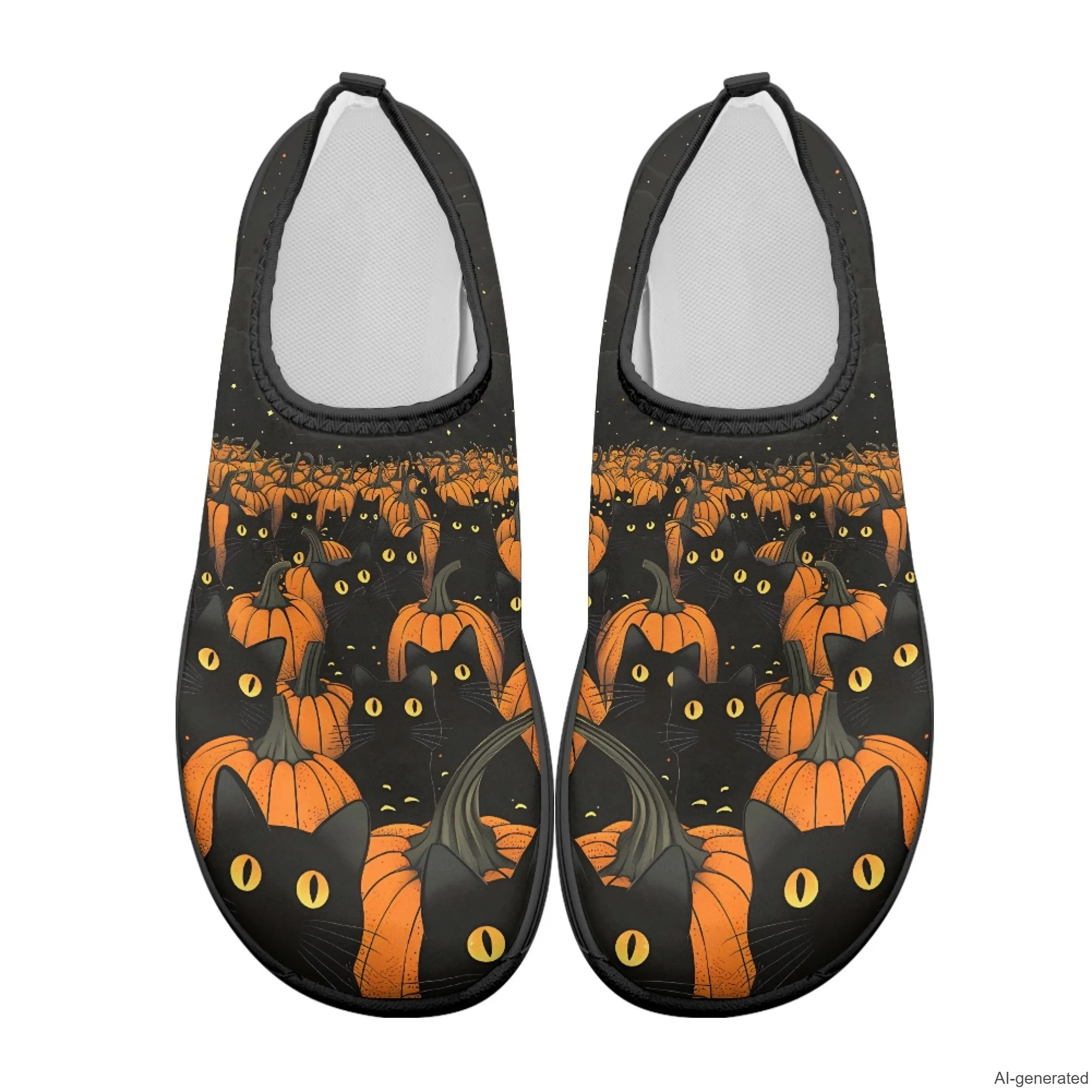 XIXIRIMIDO Halloween Black Cat Hiking Shoes Polyester & EVA Zero Drop Shoes Lightweight Casual Sneakers for Travel Nurse Shoes