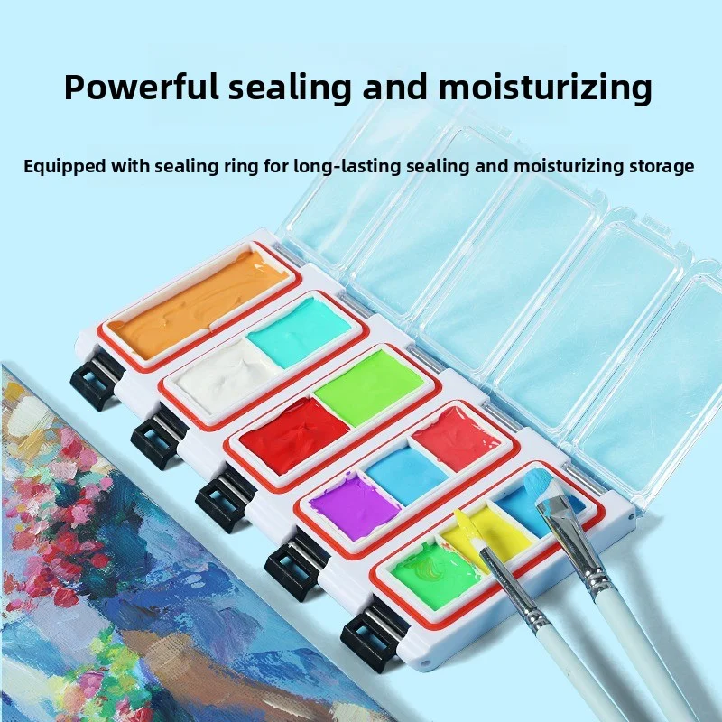 صندوق ترطيب بالألوان المائية، مسحوق مائي للطلاء، ألوان مائية من الأكريليك، صندوق خلط الألوان والتغليف،