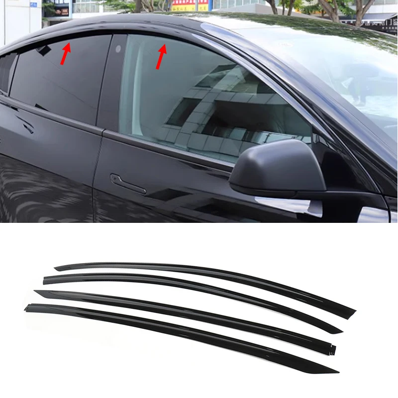 

Car Accessories For Tesla Model Y 2017-2023 ABS Chrome black Carbon waterproof Door Window Visor Vent Shades Sun Rain Guard