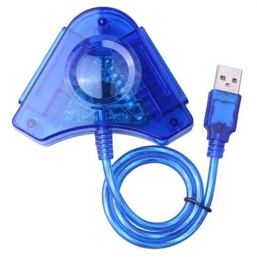 Blue Triangle USB Controller Gamepad Adapter Converter Cable for PlayStation 2 PS1 PS2 Joypad to PC Games Dual Ports