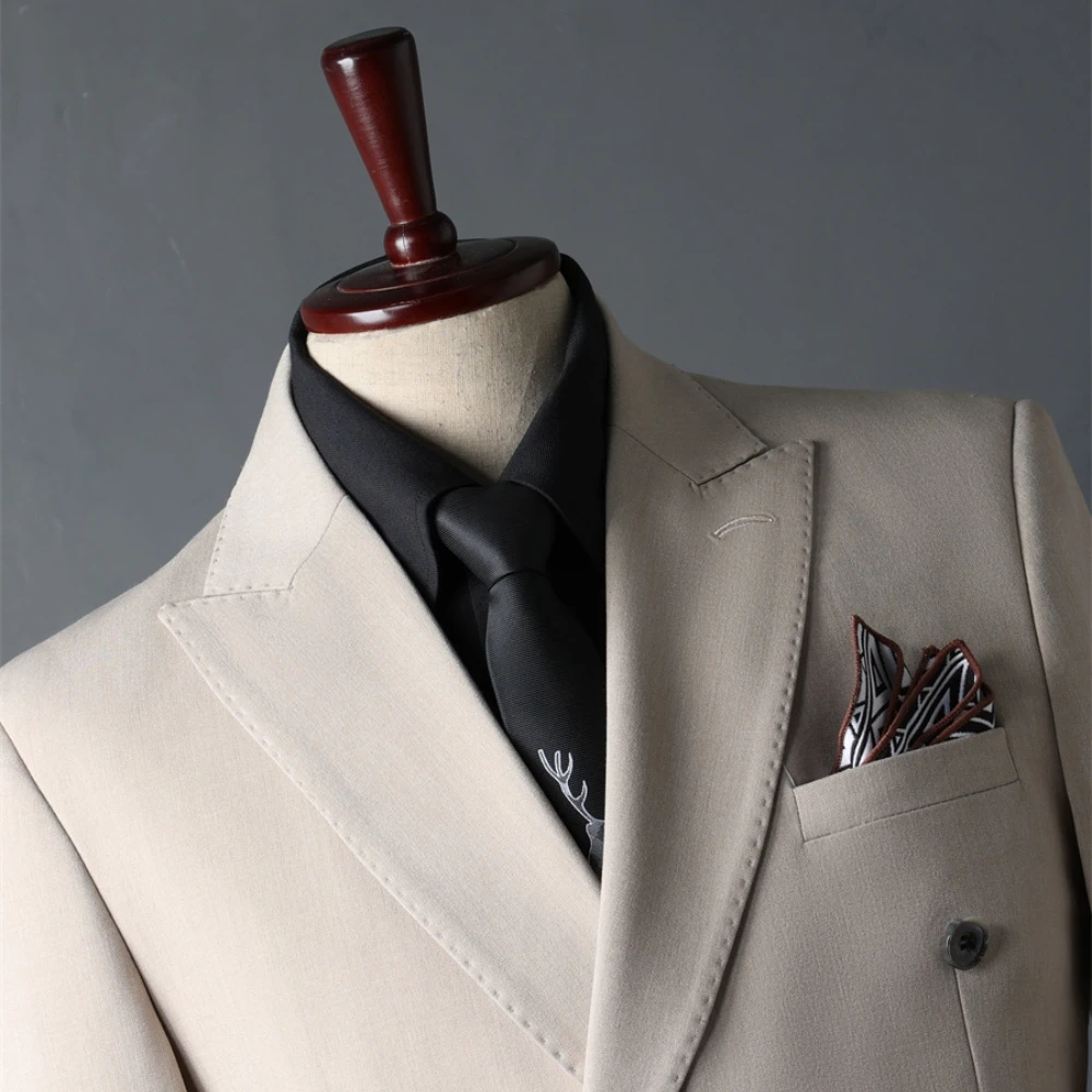 New Arrival Delicate Double Breasted Tuxedo Classic Three Pieces Men's Suit Set Decent Celebrity Formal Banquet Groom Wear