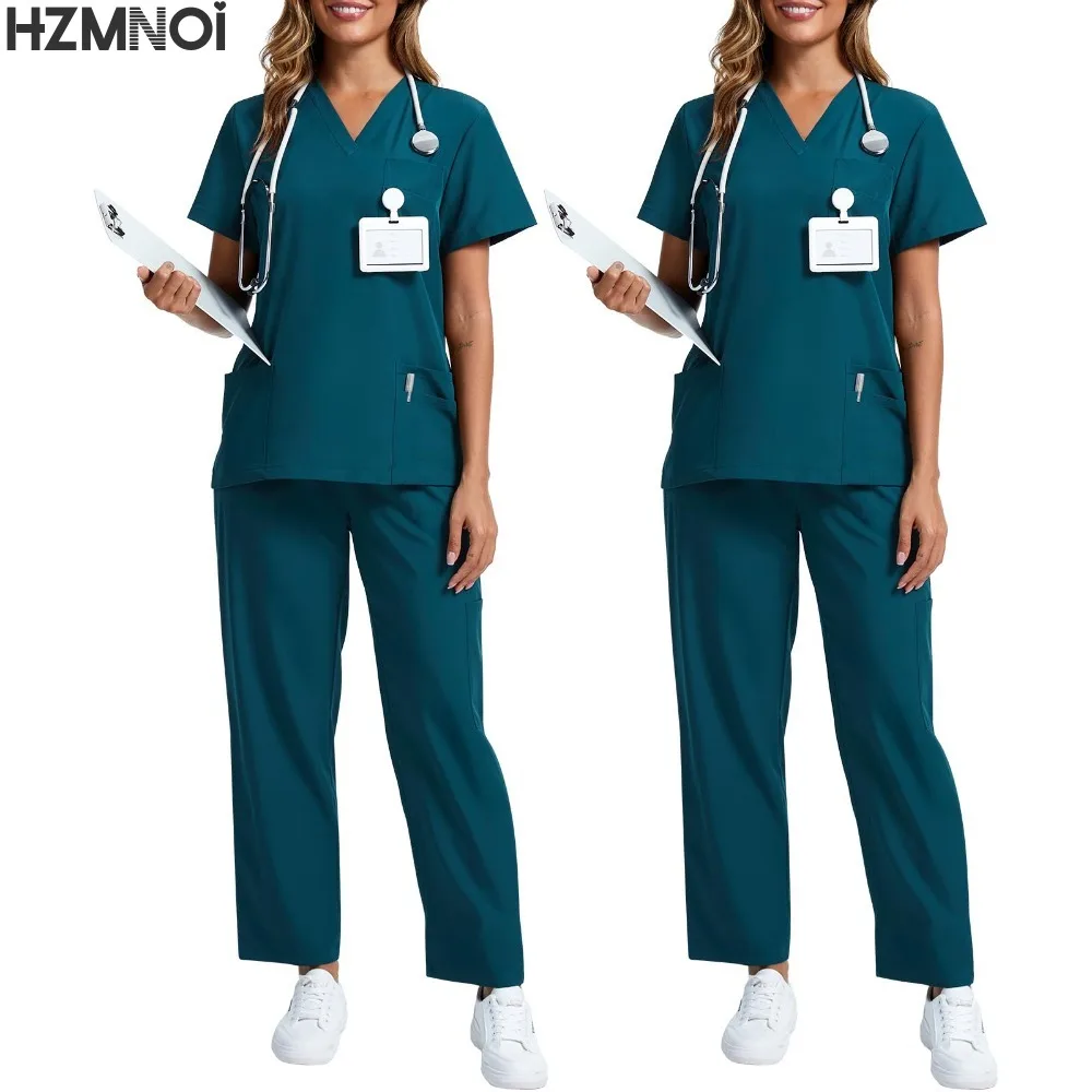 Uniforme médico, conjunto de exfoliante elástico, batas quirúrgicas de Hospital, Tops, pantalones, ropa de trabajo de enfermería, ropa para médicos, accesorios médicos