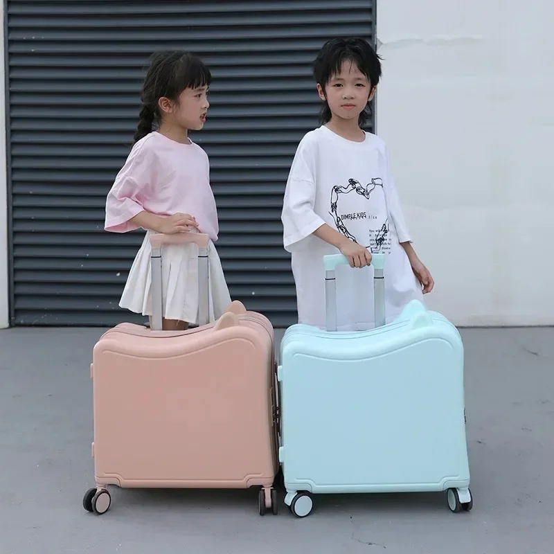 Boy Suitcase on Wheels18/20 Inch Rolling Girl Luggage Lightweight Can Sit To Ride Trolley Case Suitcase Cabin Travel Bags