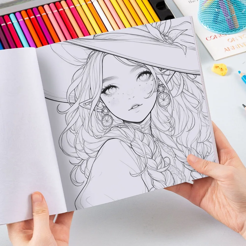 

New Watercolor Coloring Book High Appearance Painting Book Adult Stress Relief Coloring Drawing Book Thickened Notebook