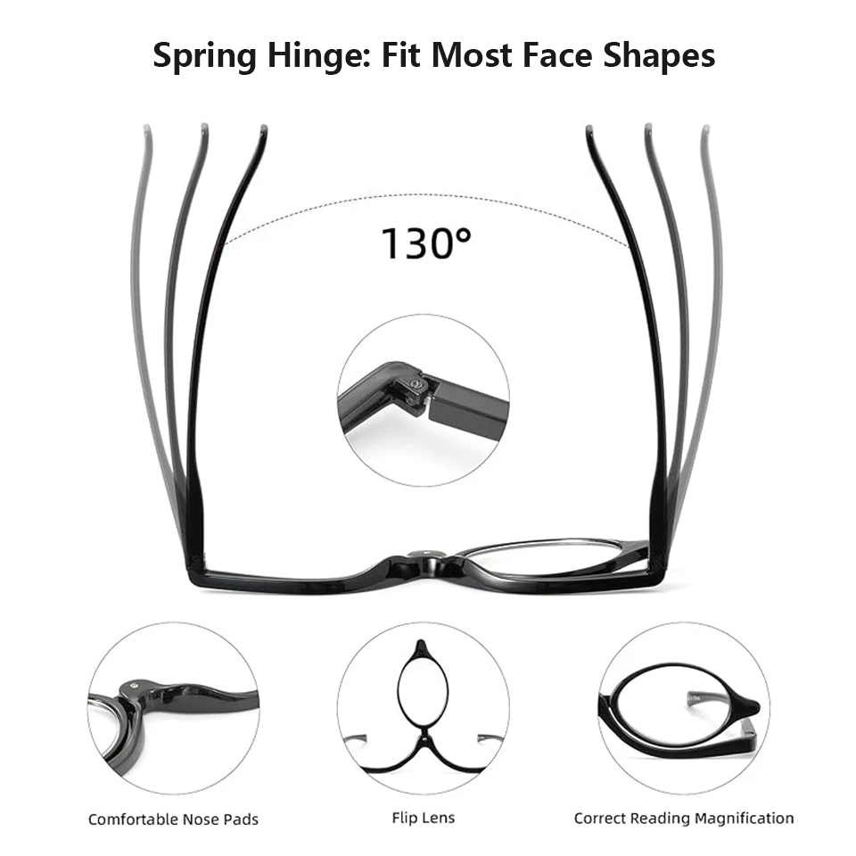 BEGREAT Blue Light Blocking Makeup Reading Glasses Magnifying Flip Down Cosmetic Readers for Women with Spring Hinge