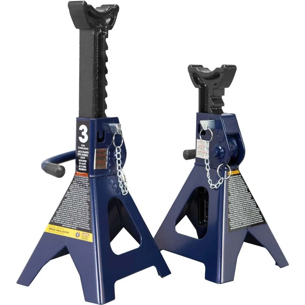 

6000 LB Capacity Double-Lock Steel Jack Stands, 2-Pack, Blue