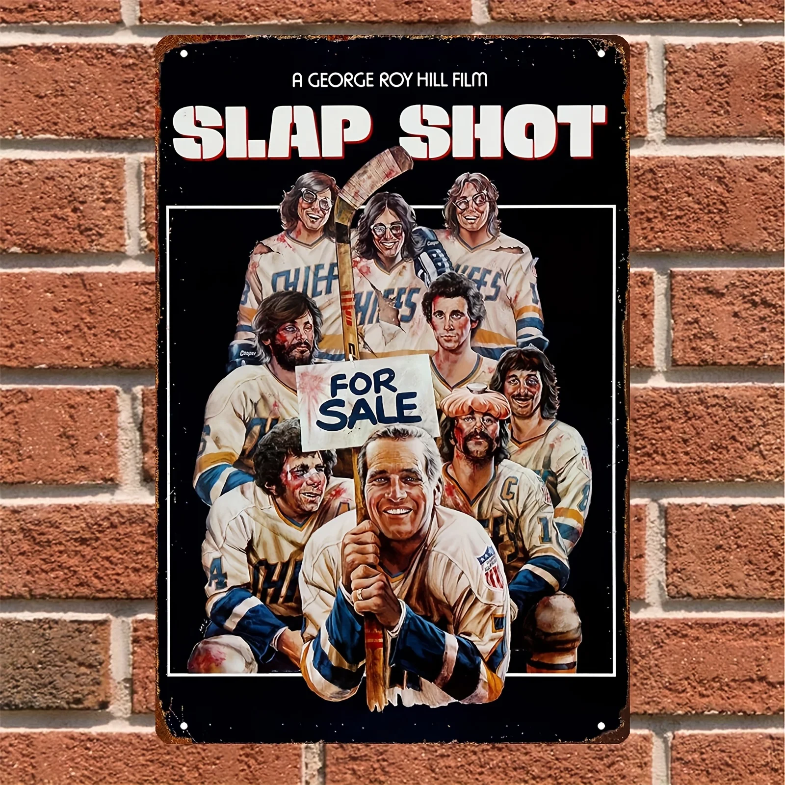 Slap Shot Movie Metal Wall Art Sign - Vintage Hockey Film Decor Featuring George Roy Hill, Durable  Metal Sign for Man Cave, S