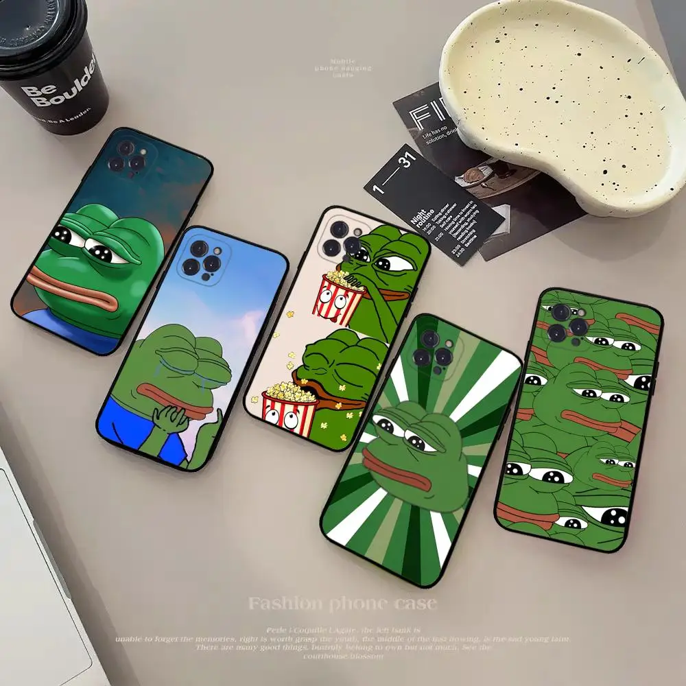 Funny Sad Frog pepe meme Phone Case Silicone Soft for iphone 15 14 13 12 11 Pro Mini XS MAX 8 7 6 Plus X XS XR Cover