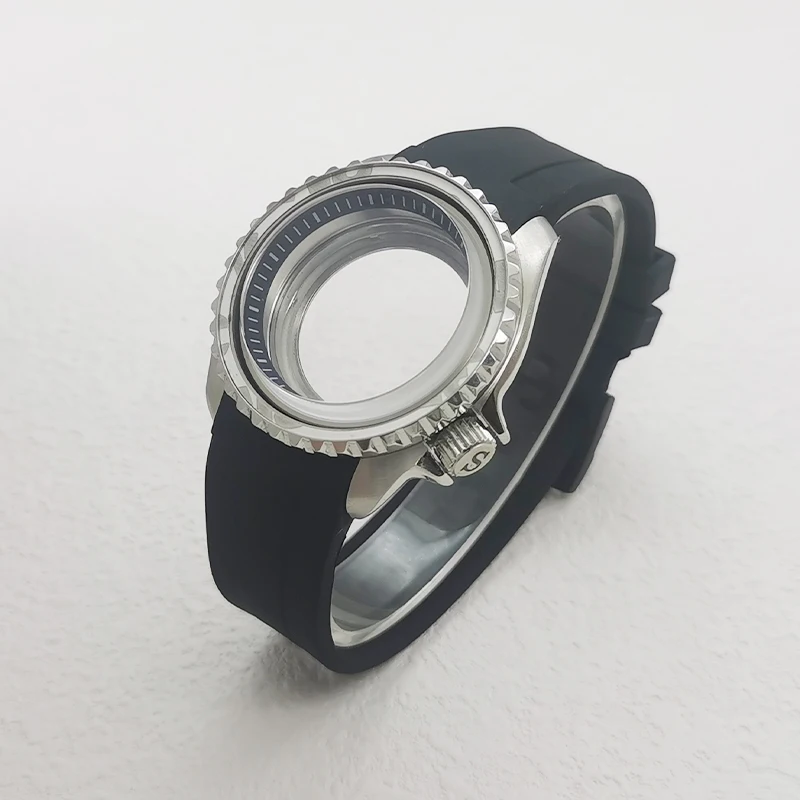 42mm Case Dome Sapphire Glass Installed Rubber 22mm Strap Fits NH35 NH36 4R35 7S26 Movement Dial Bezel Insert Men Case Refit