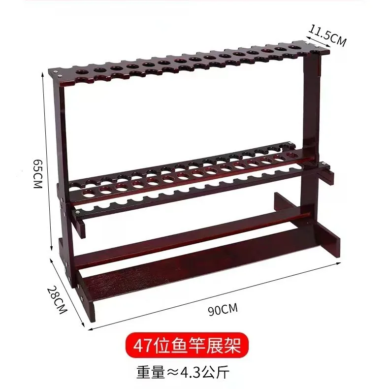 Bamboo Wood Fishing Rod Display Stand Storage Rack Holder for Cue Stick Pole Net Handle Tackle Organizer